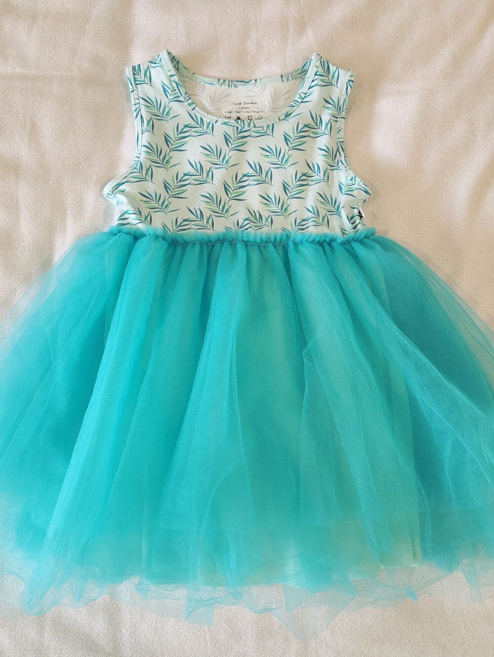 Sweet Bamboo Floral Tulle Sleeveless Dress Size 6 7